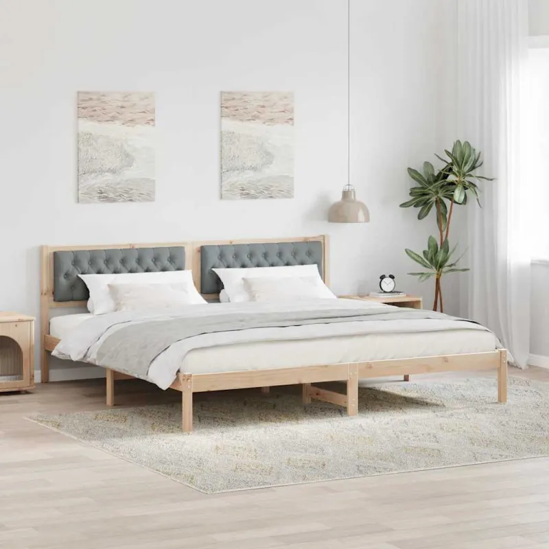 Lovos rėmas Šviesiai pilka 200 x 200 cm Kietos pušies mediena