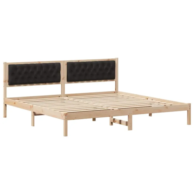 Lovos rėmas Juoda 200 x 200 cm Kietos pušies mediena