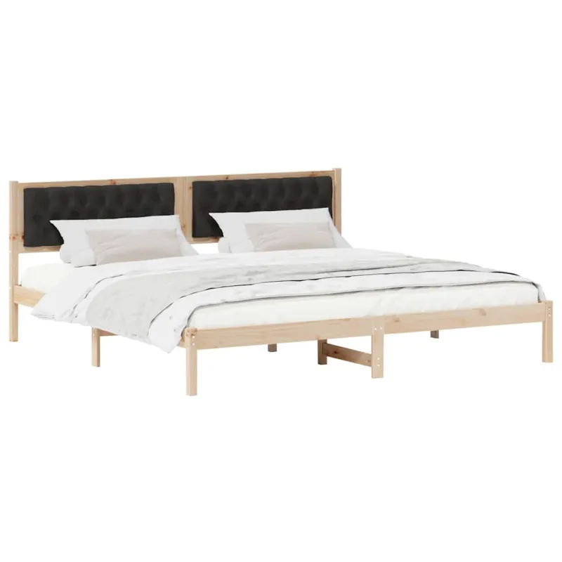 Lovos rėmas Juoda 200 x 200 cm Kietos pušies mediena