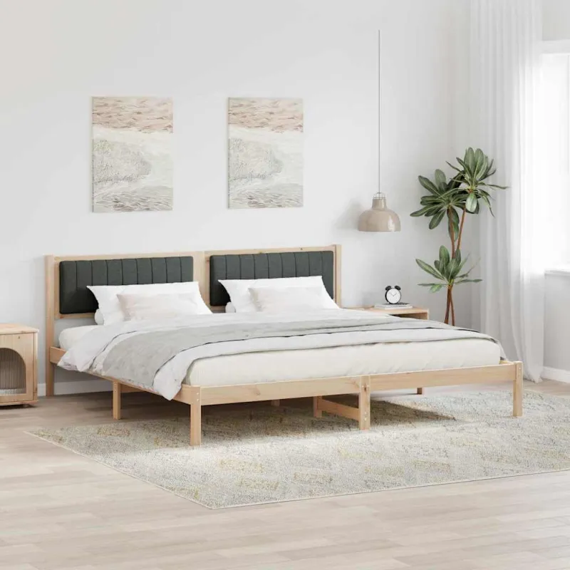 Lovos rėmas Tamsiai pilka 200 x 200 cm Kietos pušies mediena