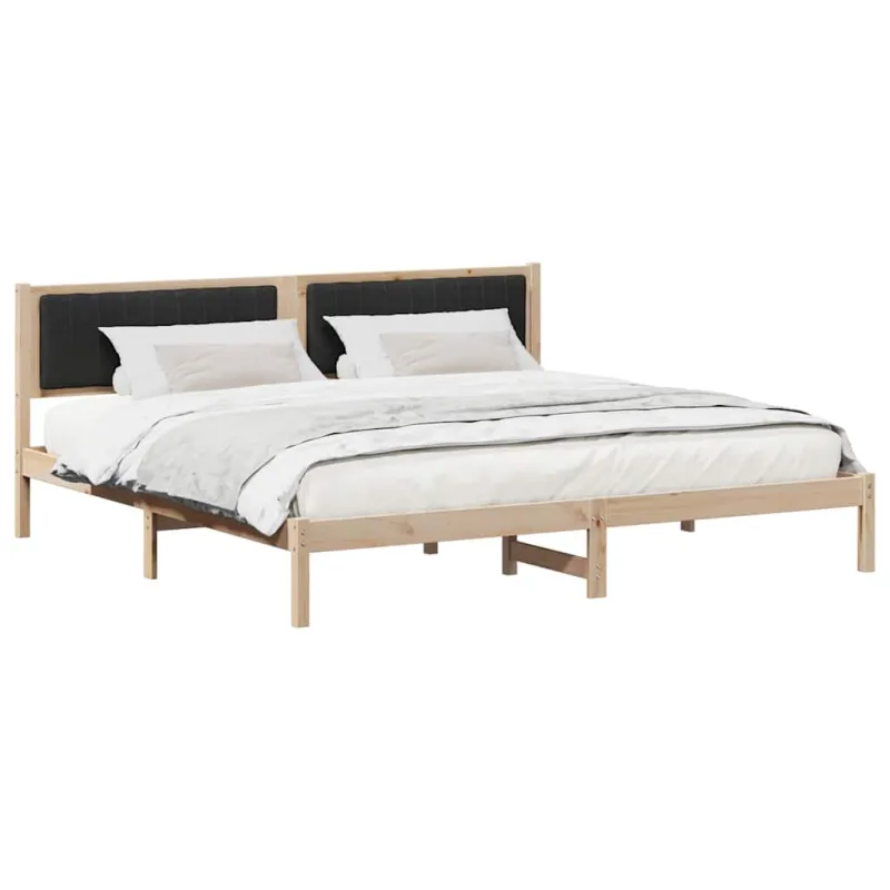 Lovos rėmas Juoda 200 x 200 cm Kietos pušies mediena