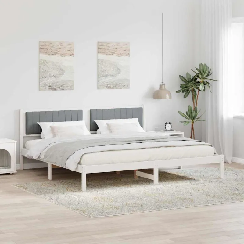 Lovos rėmas Šviesiai pilka 200 x 200 cm Kietos pušies mediena