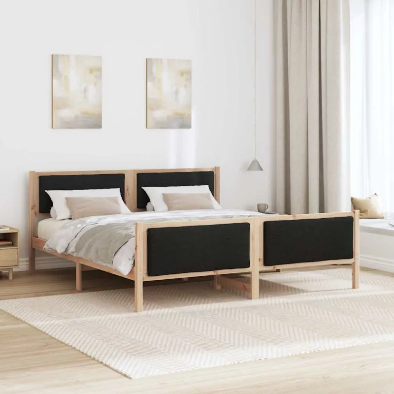 Lovos rėmas su galvūgalio Juoda 200 x 200 cm audinys