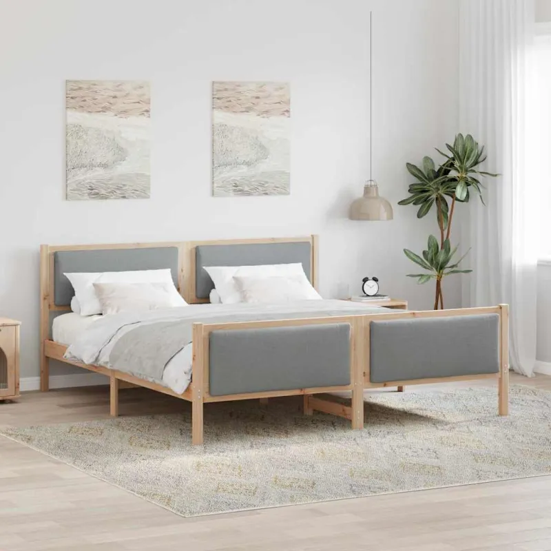 Lovos rėmas su galvūgalio Šviesiai pilka 180 x 200 cm audinys
