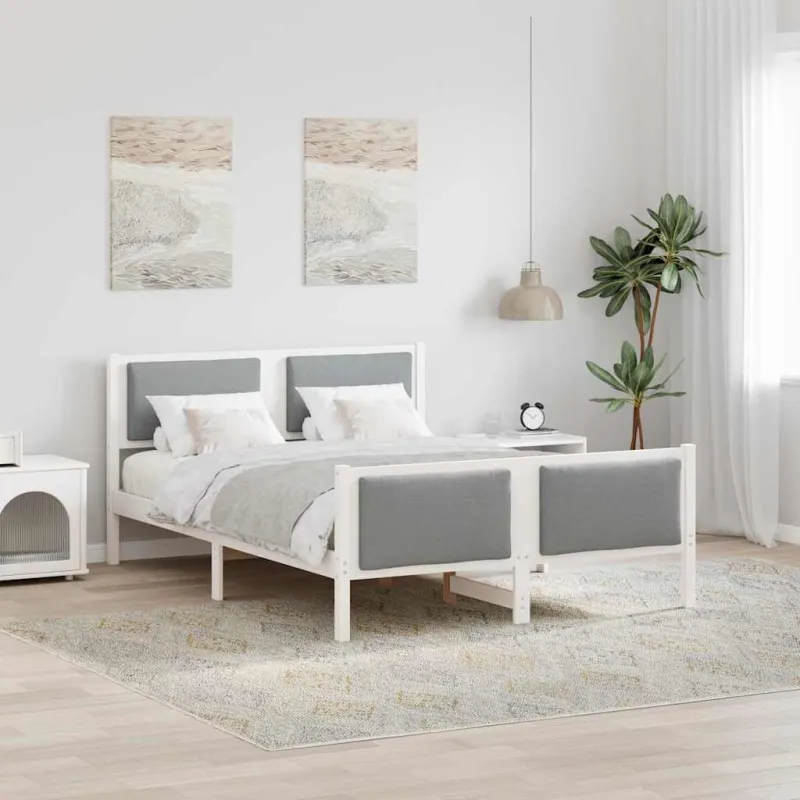 Lovos rėmas su galvūgalio Šviesiai pilka 140 x 200 cm audinys