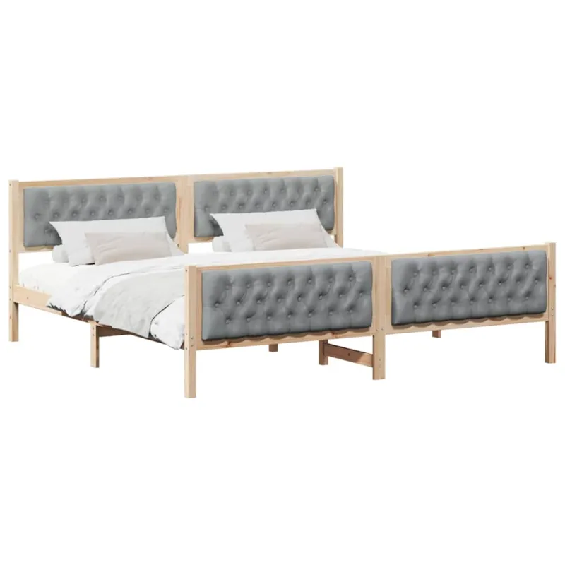 Lovos rėmas Šviesiai pilka 200 x 200 cm Kietos pušies mediena