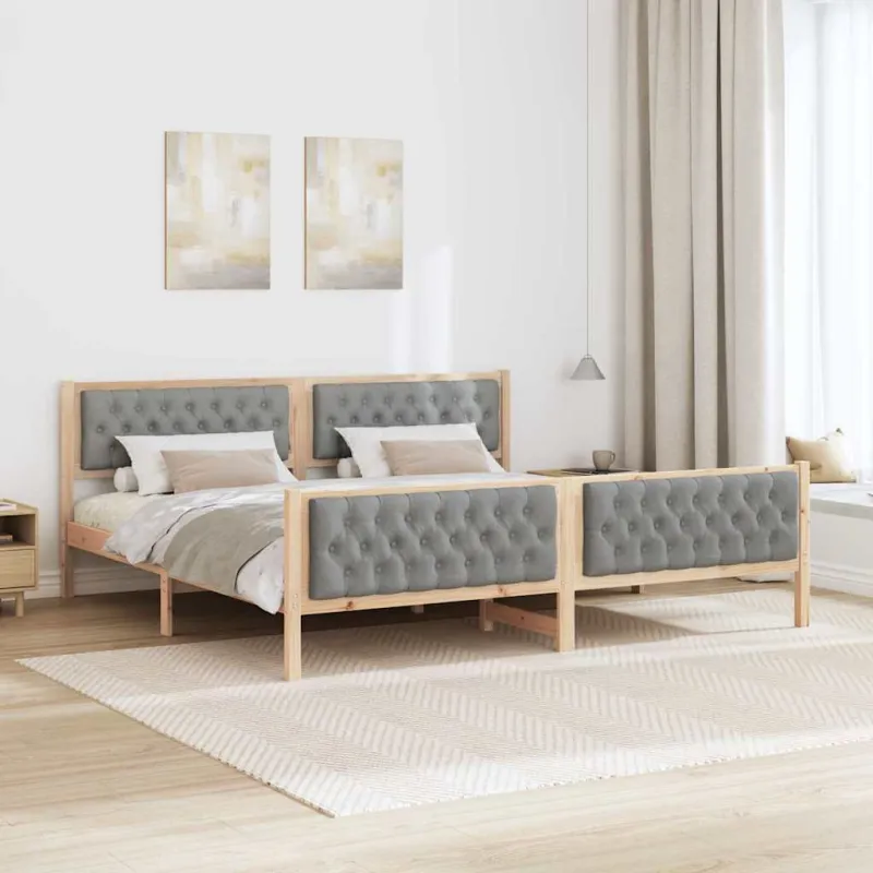 Lovos rėmas Šviesiai pilka 200 x 200 cm Kietos pušies mediena