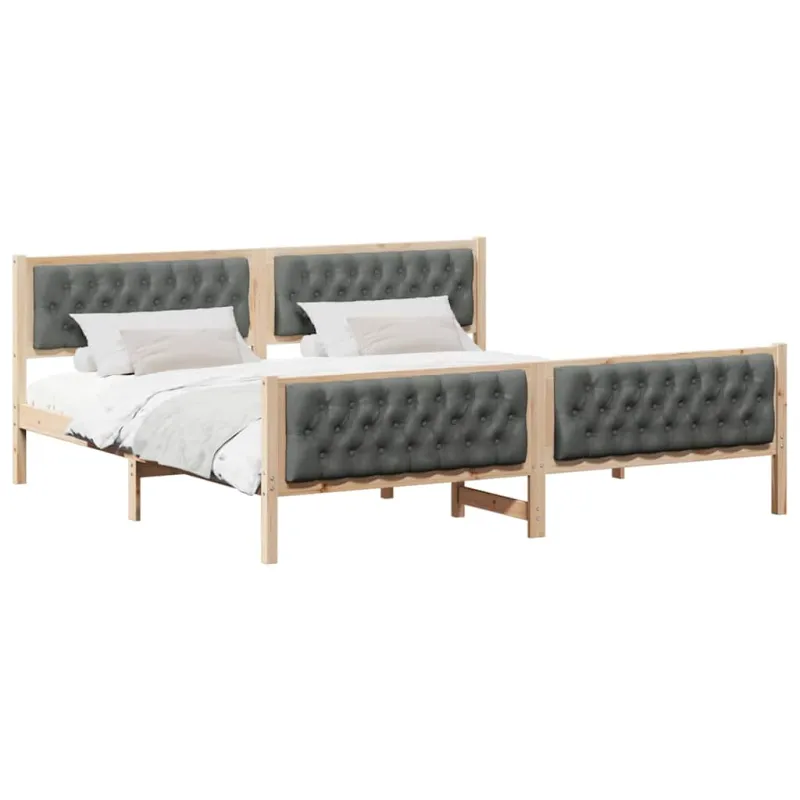 Lovos rėmas Tamsiai pilka 200 x 200 cm Kietos pušies mediena