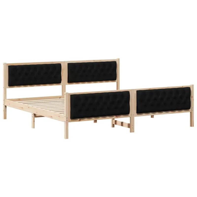 Lovos rėmas Juoda 200 x 200 cm Kietos pušies mediena