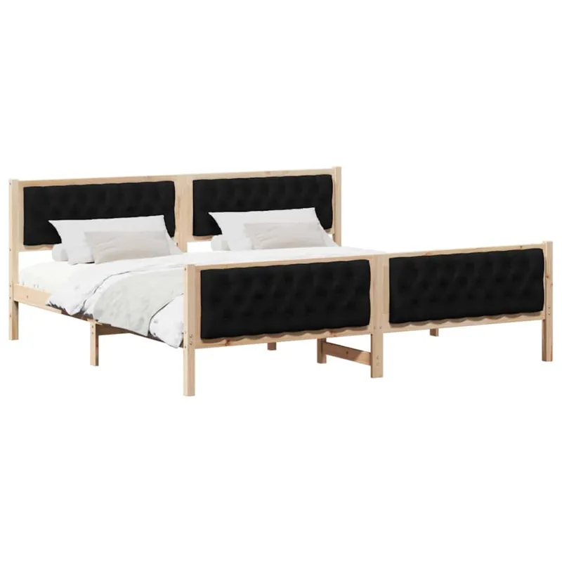 Lovos rėmas Juoda 200 x 200 cm Kietos pušies mediena