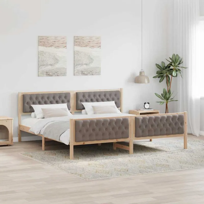 Lovos rėmas Taupe 200 x 200 cm Kietos pušies mediena