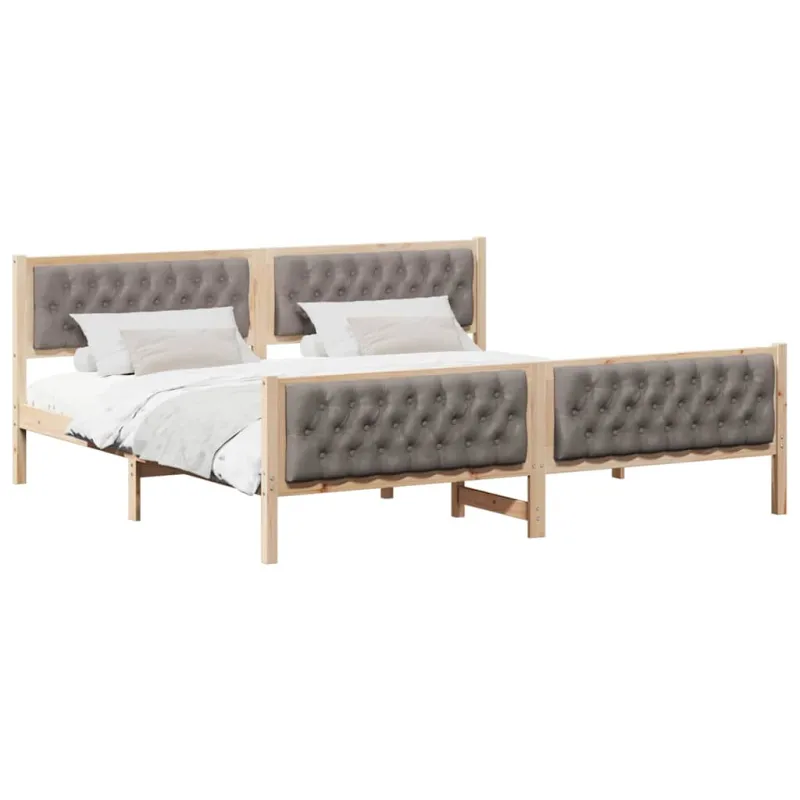 Lovos rėmas Taupe 200 x 200 cm Kietos pušies mediena