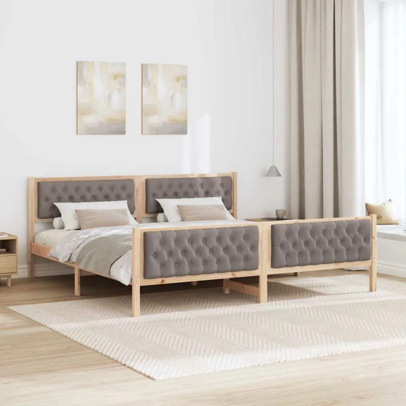Lovos rėmas Taupe 200 x 200 cm Kietos pušies mediena