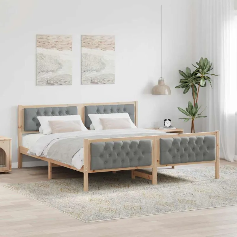 Lovos rėmas Šviesiai pilka 180 x 200 cm Kietos pušies mediena