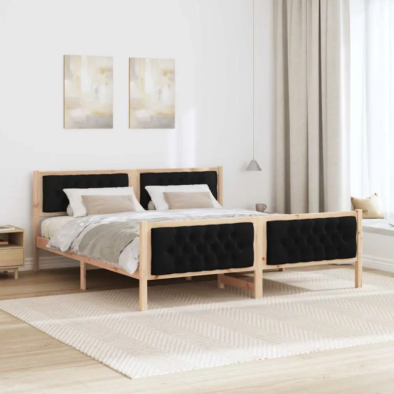 Lovos rėmas Juoda 180 x 200 cm Kietos pušies mediena