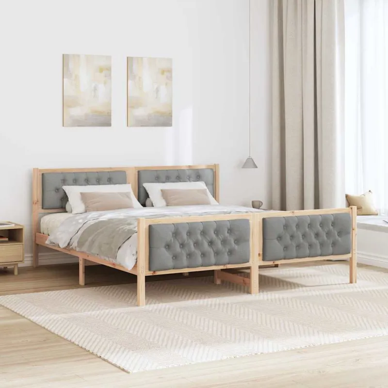 Lovos rėmas Šviesiai pilka 160 x 200 cm Kietos pušies mediena