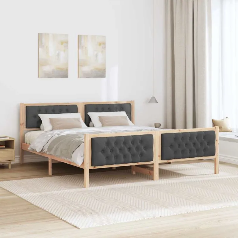 Lovos rėmas Tamsiai pilka 160 x 200 cm Kietos pušies mediena