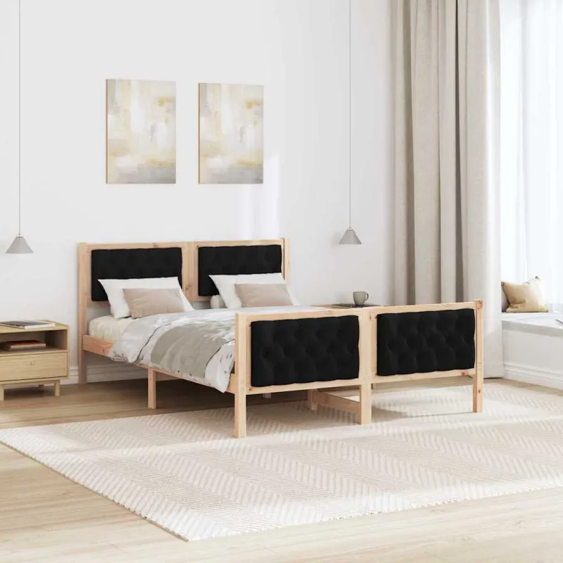 Lovos rėmas Juoda 150 x 200 cm Kietos pušies mediena