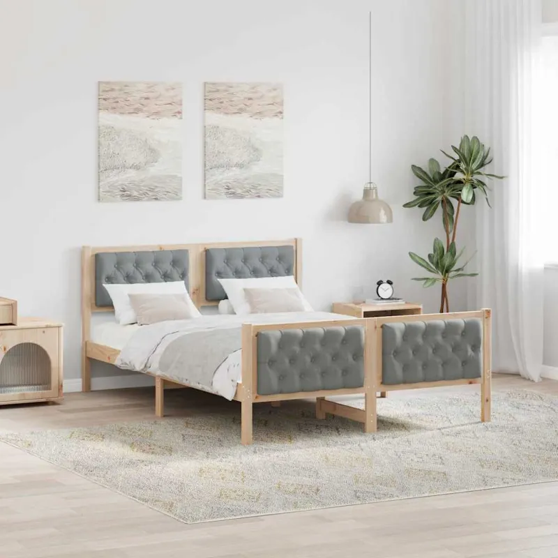 Lovos rėmas Šviesiai pilka 140 x 200 cm Kietos pušies mediena