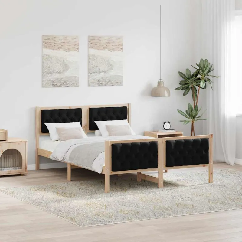 Lovos rėmas Juoda 140 x 200 cm Kietos pušies mediena