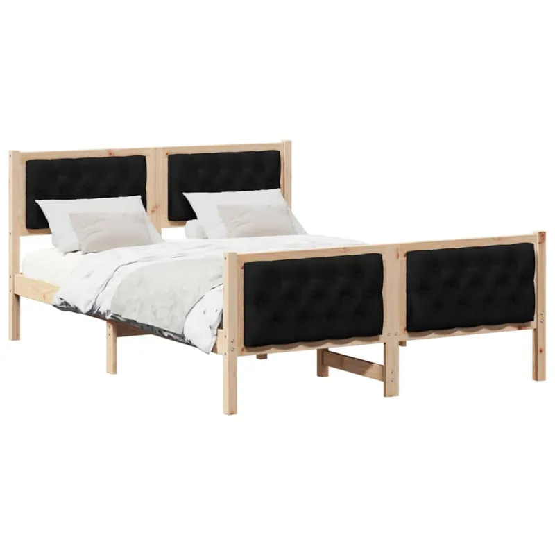 Lovos rėmas Juoda 140 x 200 cm Kietos pušies mediena