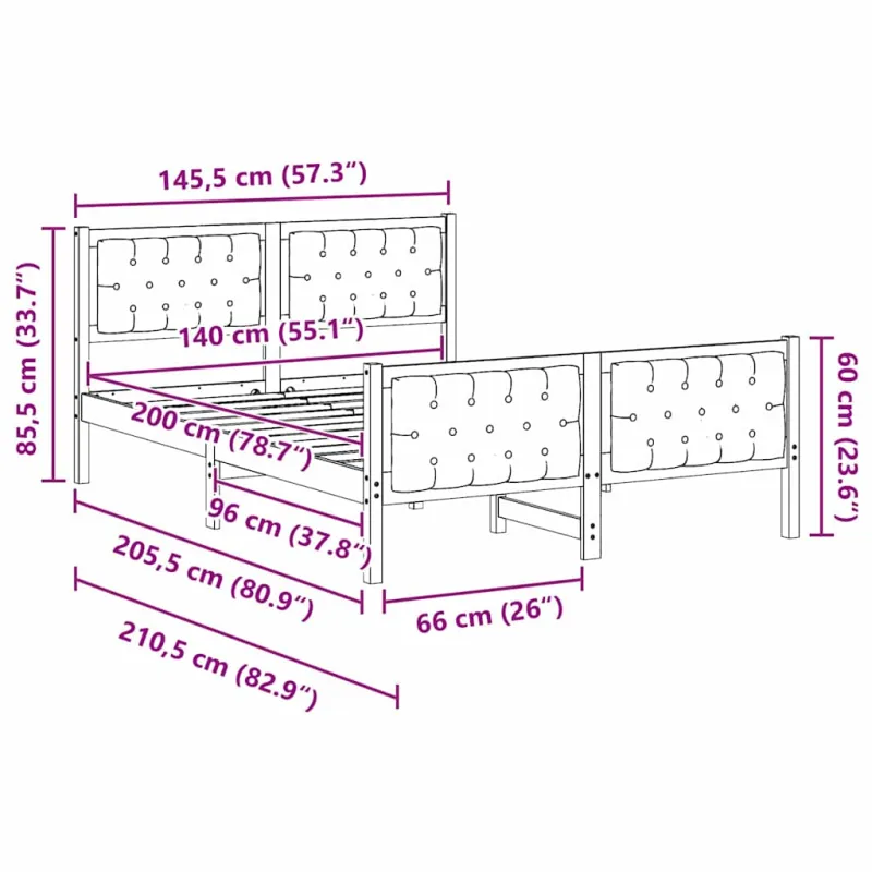 Lovos rėmas Šviesiai pilka 140 x 200 cm Kietos pušies mediena