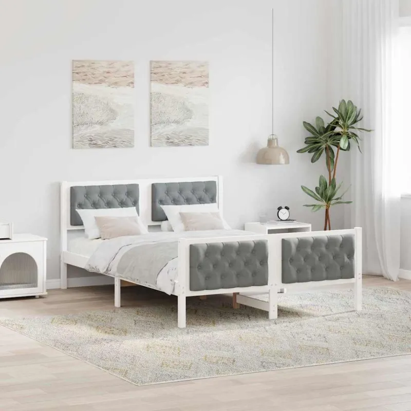 Lovos rėmas Šviesiai pilka 140 x 190 cm Kietos pušies mediena