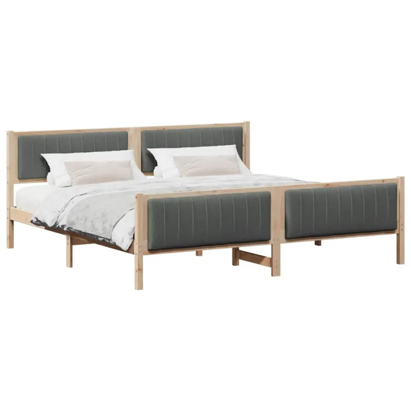 Lovos rėmas ruda ir tamsiai pilka 200 x 200 cm Pušies masyvas