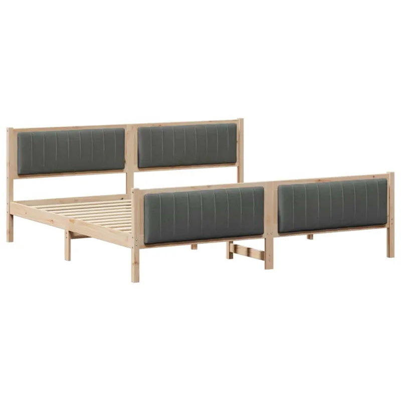 Lovos rėmas ruda ir tamsiai pilka 200 x 200 cm Pušies masyvas