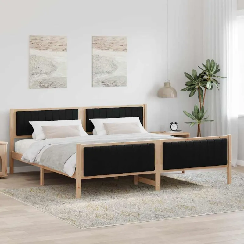 Lovos rėmas Ruda ir juoda 200 x 200 cm Pušies masyvas