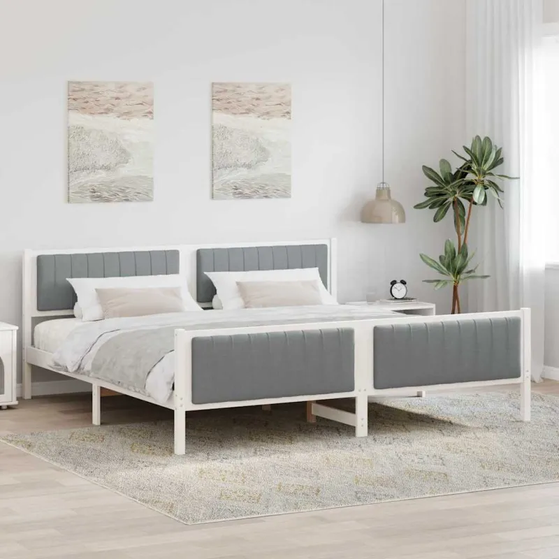 Lovos rėmas Balta ir šviesiai pilka 200 x 200 cm Pušies masyvas