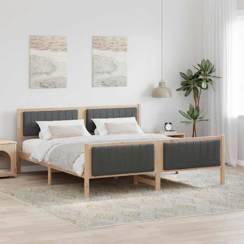 Lovos rėmas ruda ir tamsiai pilka 180 x 200 cm Pušies masyvas