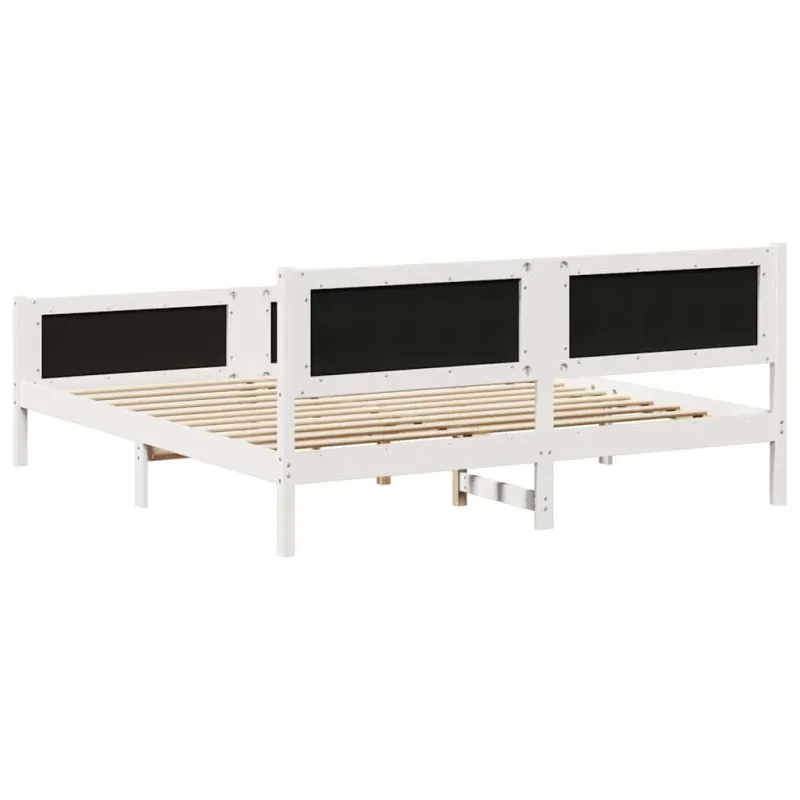 Lovos rėmas Balta ir šviesiai pilka 180 x 200 cm Pušies masyvas