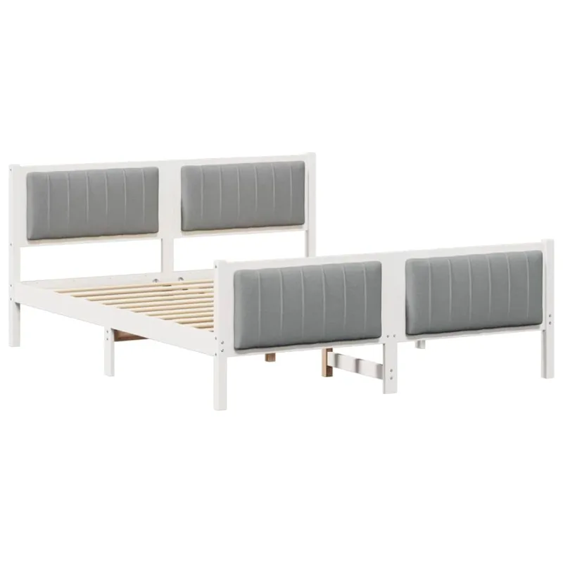 Lovos rėmas Balta ir šviesiai pilka 160 x 200 cm Pušies masyvas