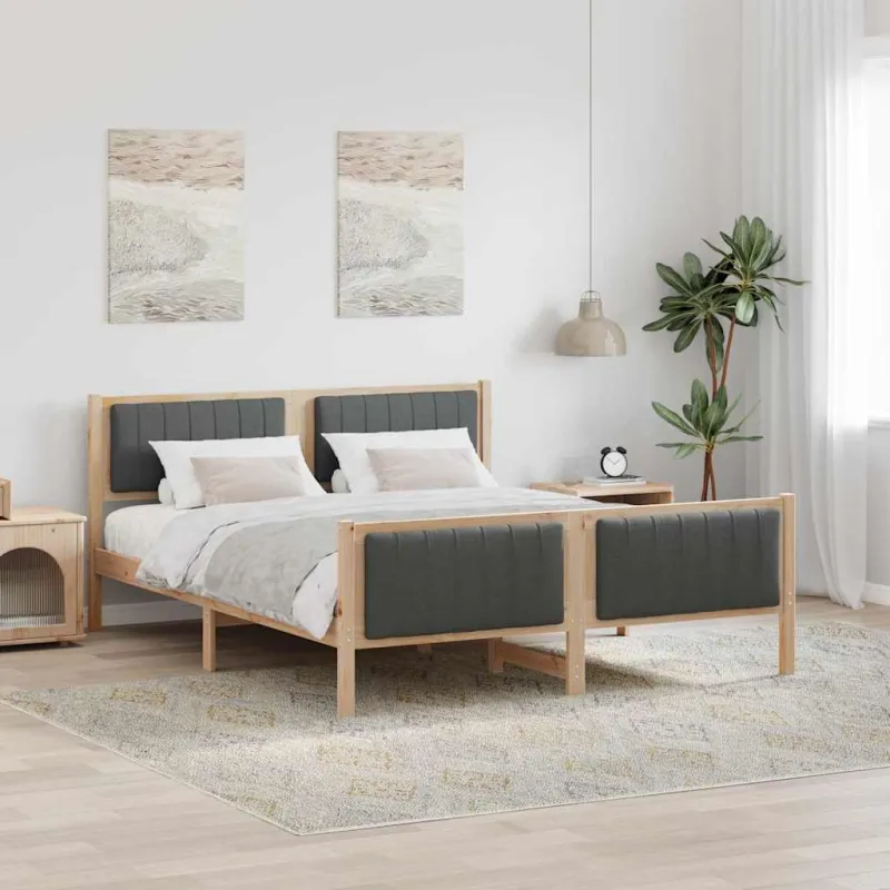 Lovos rėmas ruda ir tamsiai pilka 150 x 200 cm Pušies masyvas
