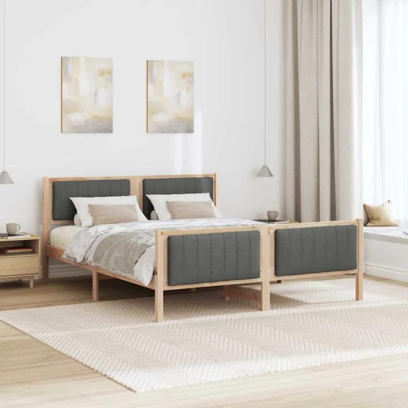 Lovos rėmas ruda ir tamsiai pilka 150 x 200 cm Pušies masyvas