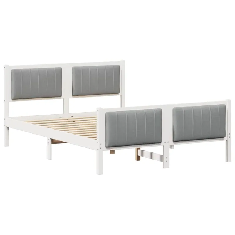 Lovos rėmas Balta ir šviesiai pilka 140 x 190 cm Pušies masyvas