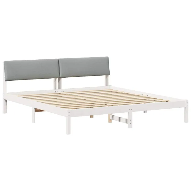Lovos rėmas Balta ir šviesiai pilka 200 x 200 cm Pušies masyvas