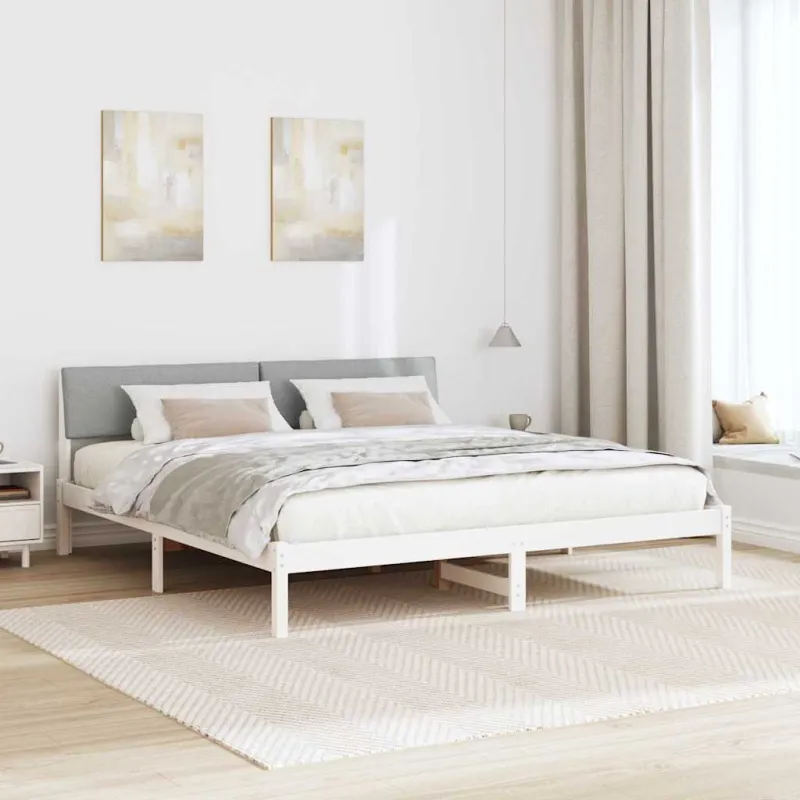 Lovos rėmas Balta ir šviesiai pilka 180 x 200 cm Pušies masyvas