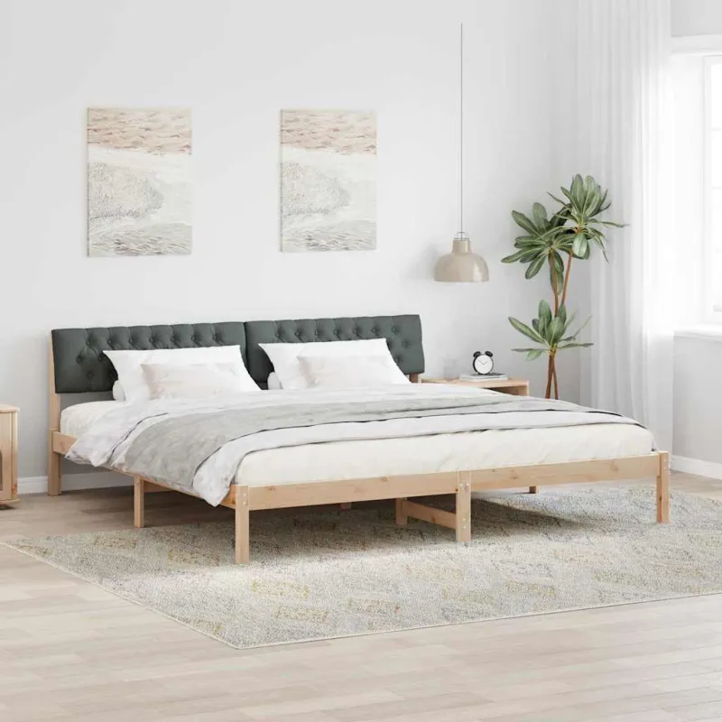 Lovos rėmas ruda ir tamsiai pilka 200 x 200 cm Pušies masyvas