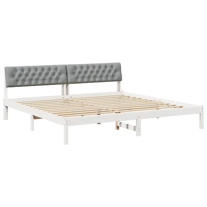 Lovos rėmas Balta ir šviesiai pilka 200 x 200 cm Pušies masyvas