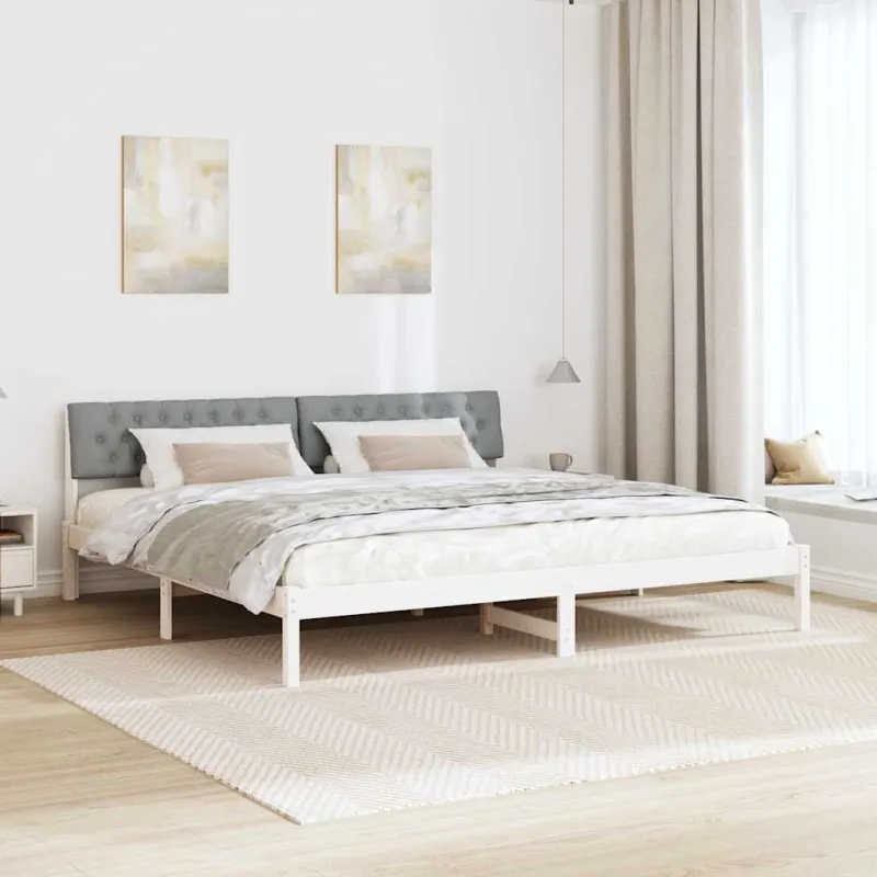 Lovos rėmas Balta ir šviesiai pilka 200 x 200 cm Pušies masyvas