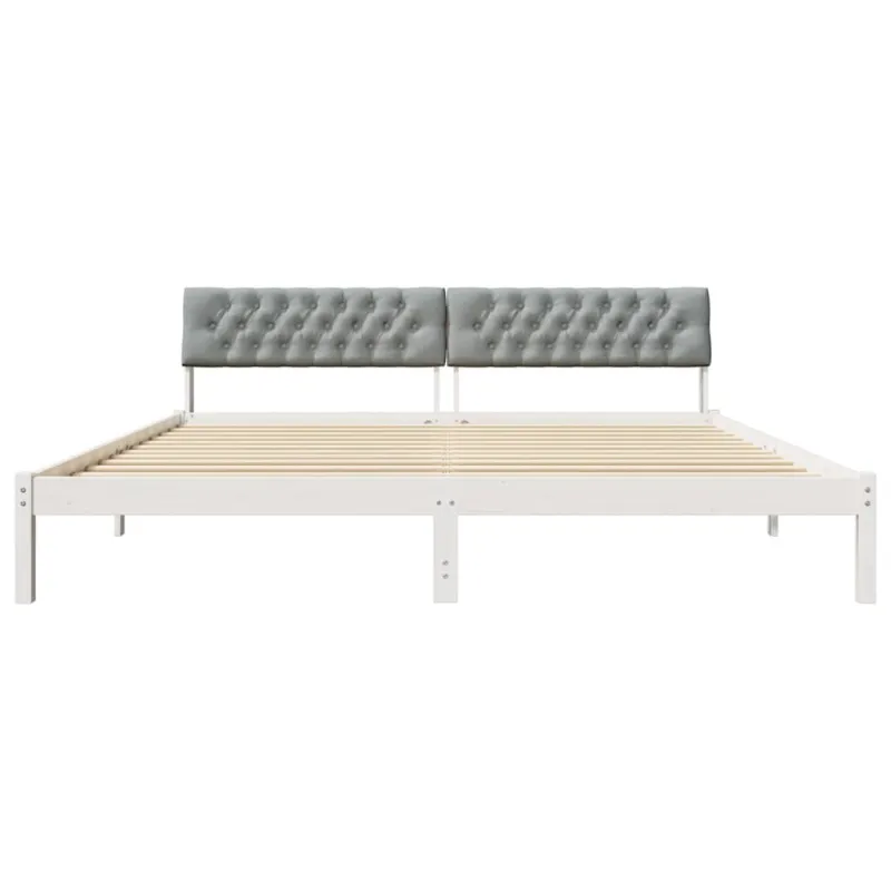 Lovos rėmas Balta ir šviesiai pilka 200 x 200 cm Pušies masyvas