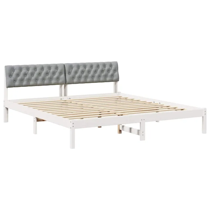 Lovos rėmas Balta ir šviesiai pilka 180 x 200 cm Pušies masyvas