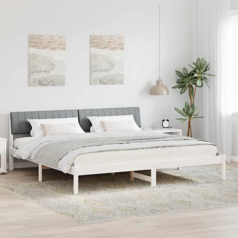 Lovos rėmas Balta ir šviesiai pilka 200 x 200 cm Pušies masyvas