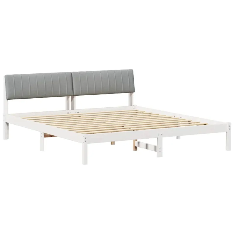 Lovos rėmas Balta ir šviesiai pilka 180 x 200 cm Pušies masyvas