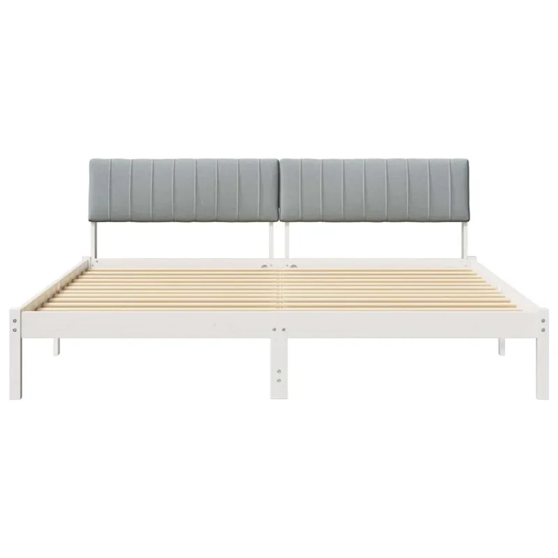 Lovos rėmas Balta ir šviesiai pilka 180 x 200 cm Pušies masyvas