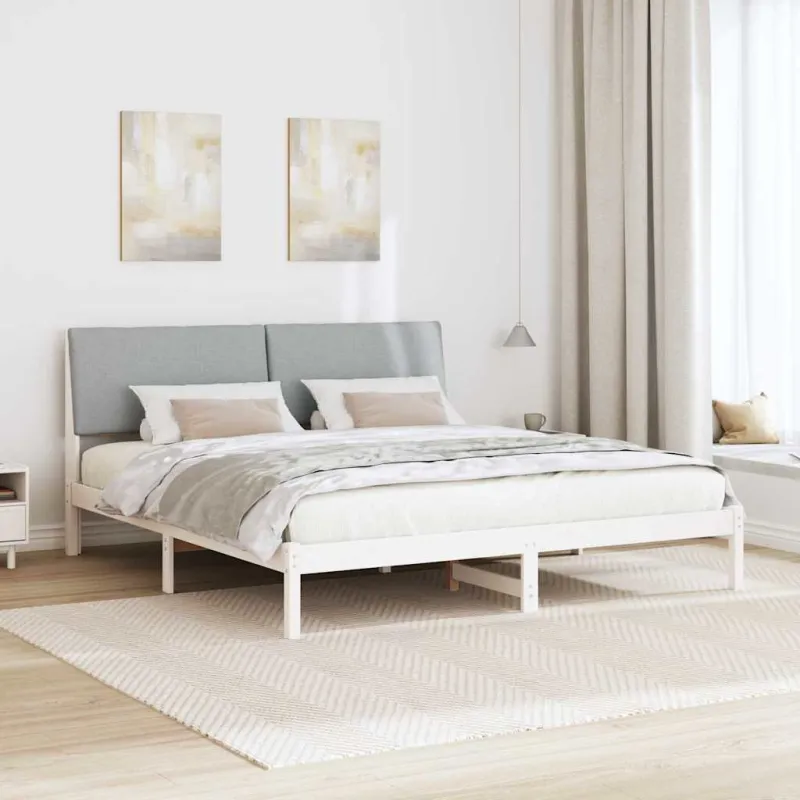 Lovos rėmas Balta ir šviesiai pilka 200 x 200 cm Pušies masyvas