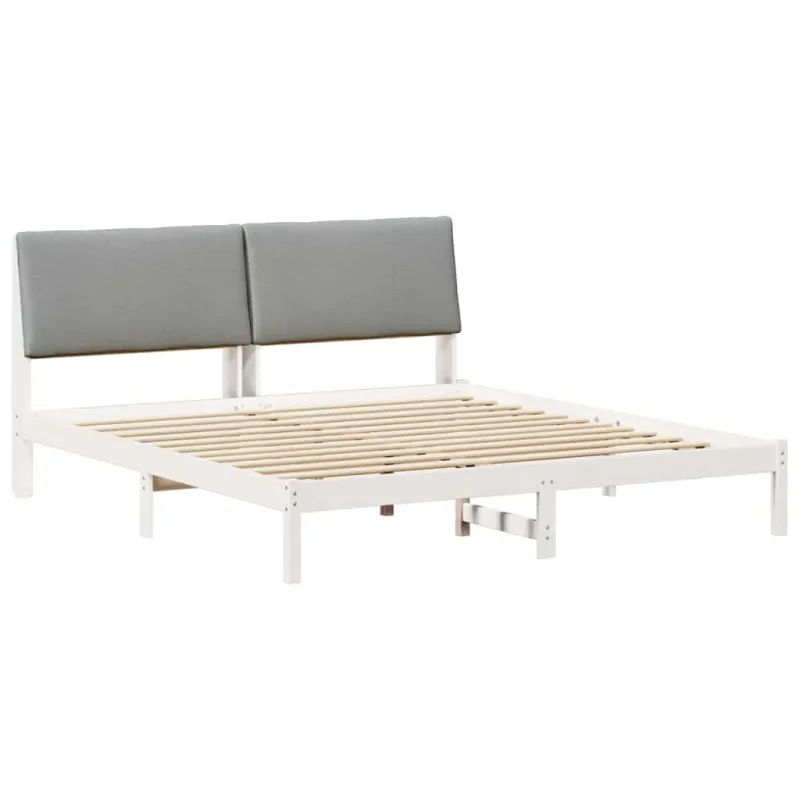 Lovos rėmas Balta ir šviesiai pilka 180 x 200 cm Pušies masyvas