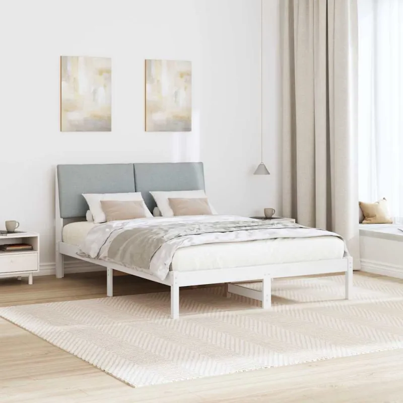 Lovos rėmas Balta ir šviesiai pilka 150 x 200 cm Pušies masyvas